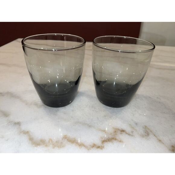 Libbey Double Old Fashioned Rocks Glasses Classic Smoke Gray 4 Modern Set of 2 - Picture 5 of 7